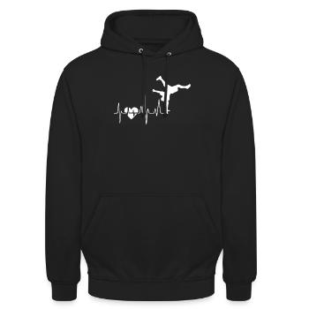 Breakdance Breakdance Herzschlag - Unisex Hoodie - Schwarz - Vorne - Alina (178cm) & Michal (187cm)