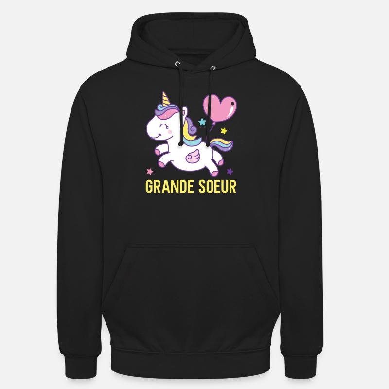 Große Schwester Einhorn - Unisex Hoodie - Schwarz