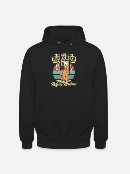 Buvez de la bière et accrochez-vous avec mon malinois belge - Sweat-shirt à capuche unisexe - noir