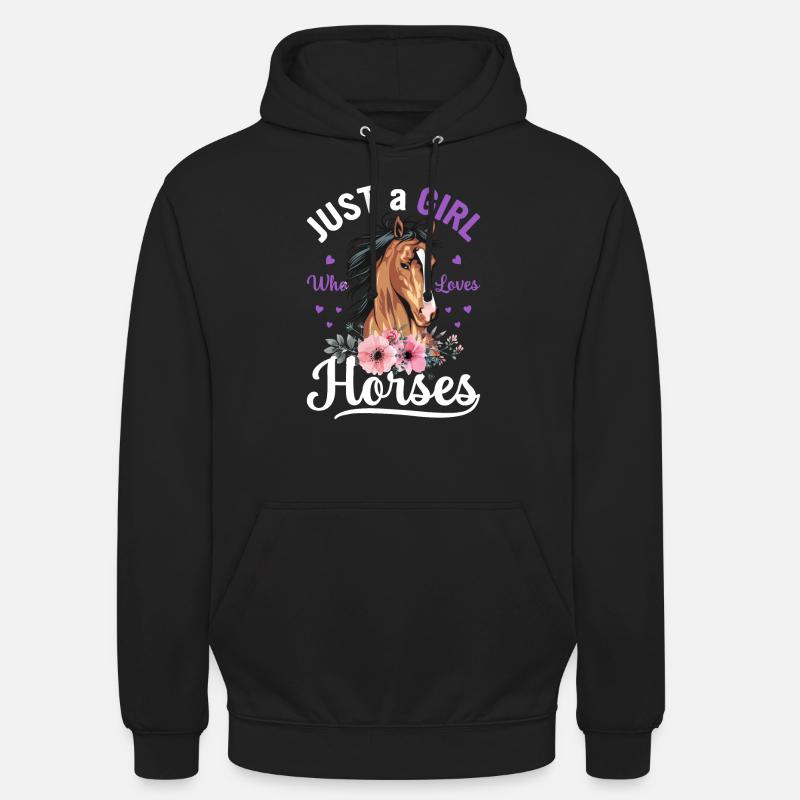 Bare en pige, der elsker heste piger hest ejer - Hættetrøje unisex - sort