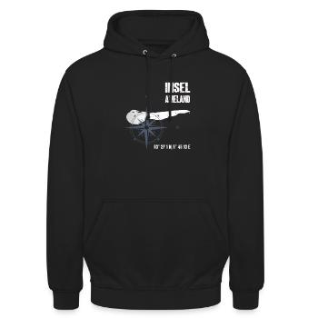Ameland Nordsee Insel Koordinaten Karte Urlaub - Unisex Hoodie - Schwarz - Vorne - Alina (178cm) & Michal (187cm)
