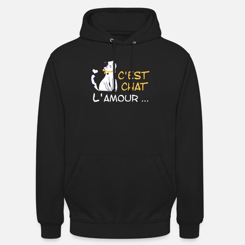 C'est Chat l'amour - Sweat-shirt à capuche unisexe - noir