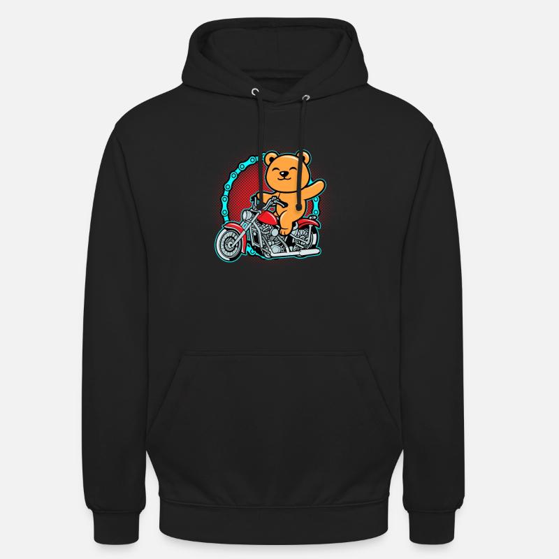 Bear Riding Motorcycle - Unisex Hoodie - black