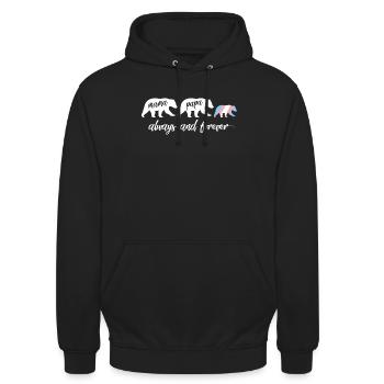 Transgender Mama Bär - LGBTQ Transgender - Unisex Hoodie - Schwarz - Vorne - Alina (178cm) & Michal (187cm)