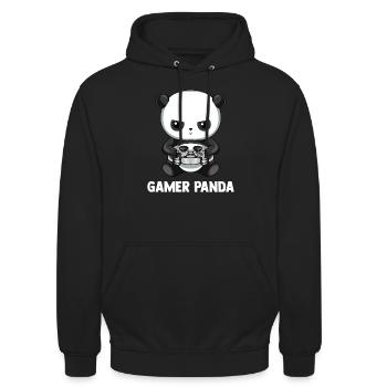 Gamer Panda Shirt - Gaming Panda - Unisex Hoodie - Schwarz - Vorne - Alina (178cm) & Michal (187cm)
