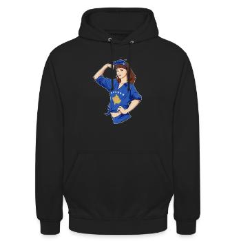 Fille kosovare incassable I Patrimoine kosovar I - Sweat-shirt à capuche unisexe - noir - Devant - Alina (178cm) & Michal (187cm)