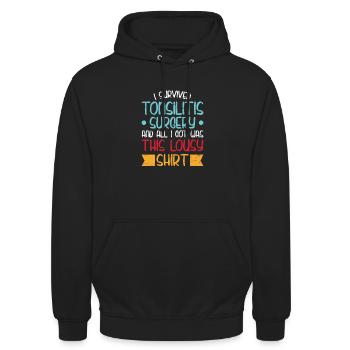 Überlebte Tonsillitis Operation Tonsillektomie - Unisex Hoodie - Schwarz - Vorne - Alina (178cm) & Michal (187cm)