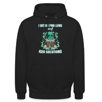 I Got 99 Problems And 420 Solutions Cannabis Weed - Unisex Hoodie - black - Front - Alina (178cm) & Michal (187cm)