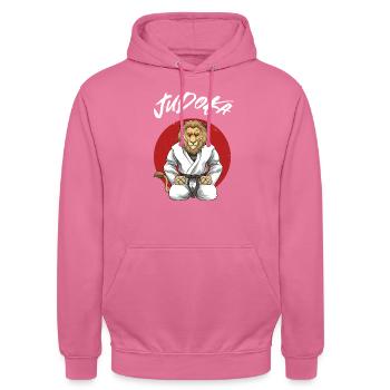 Judo Lion - Japanische Kampfsportarten Judoka Lion - Unisex Hoodie - Pink - Vorne - Alina (178cm) & Michal (187cm)