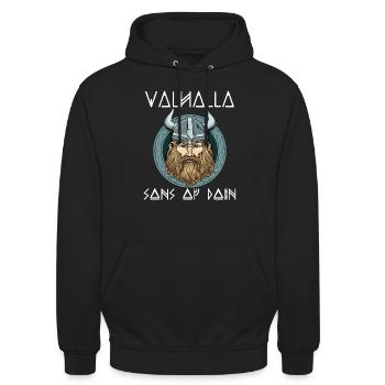 Valhalla Sons Of Odin - Wikinger-Krieger-Normannen - Unisex Hoodie - Schwarz - Vorne - Alina (178cm) & Michal (187cm)