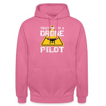 Drone avec panneau d’avertissement Drone flyer - Sweat-shirt à capuche unisexe - rose - Devant - Alina (178cm) & Michal (187cm)