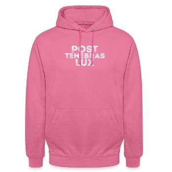 Post-tenebras Lux Latin Latin Quotation - Unisex Hoodie - pink - Front - Alina (178cm) & Michal (187cm)