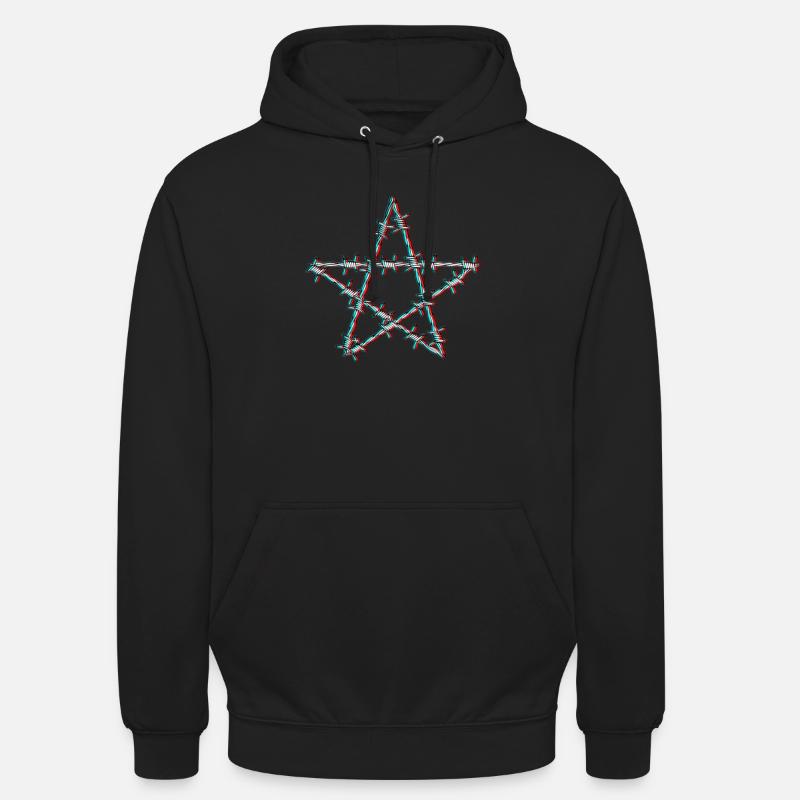 Stacheldraht Pentagramm Glitch grunge Goth - Unisex Hoodie - Schwarz