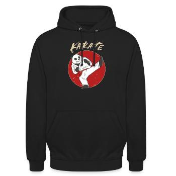 Karate Panda - Karate Japanische Kampfsportarten - Unisex Hoodie - Schwarz - Vorne - Alina (178cm) & Michal (187cm)