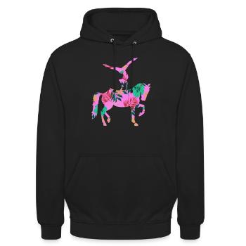 Voltigieren - Unisex Hoodie - Schwarz - Vorne - Alina (178cm) & Michal (187cm)