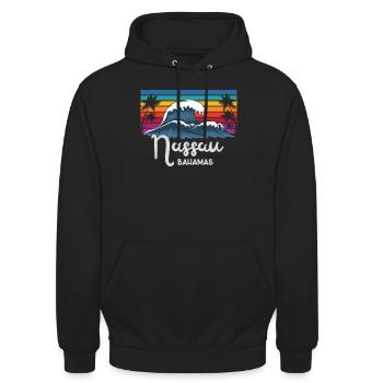 The Bahamas Nassau City Vintage Wave Art - Unisex Hoodie - Schwarz - Vorne - Alina (178cm) & Michal (187cm)