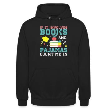 When it comes to books and pajamas - Unisex Hoodie - black - Front - Alina (178cm) & Michal (187cm)