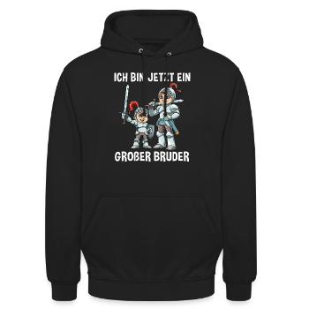 Ritter Großer Bruder - Ich bin jetzt ein Großer - Unisex Hoodie - Schwarz - Vorne - Alina (178cm) & Michal (187cm)