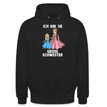Prinzessin Große Schwester - Ich bin Die große - Unisex Hoodie - Schwarz - Vorne - Alina (178cm) & Michal (187cm)