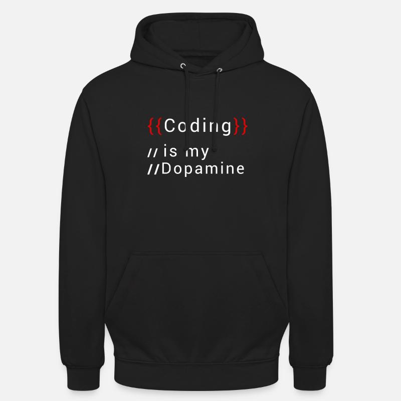 Drôle de codage est mon codeur de dopamine - Sweat-shirt à capuche unisexe - noir