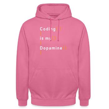 Funny Coding Is My Dopamine Coder - Unisex Hoodie - pink - Front - Alina (178cm) & Michal (187cm)