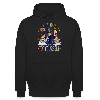 Anti Glitzer Anti Einhorn lustiges Katzenbesitzer - Unisex Hoodie - Schwarz - Vorne - Alina (178cm) & Michal (187cm)