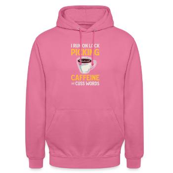 Lock picking caféine jurons. Châteaux - Sweat-shirt à capuche unisexe - rose - Devant - Alina (178cm) & Michal (187cm)