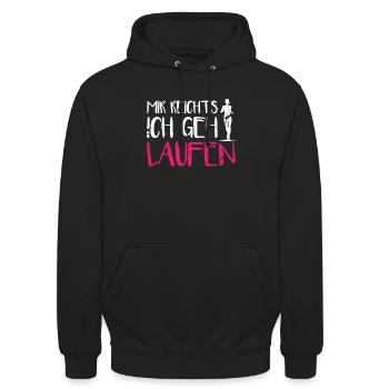 Mir Reichts Ich Geh Laufen Damen Läuferin Joggen - Unisex Hoodie - Schwarz - Vorne - Alina (178cm) & Michal (187cm)