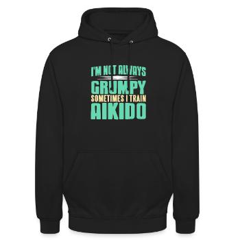 Im not alsways grumpy something i train aikido - Unisex Hoodie - Schwarz - Vorne - Alina (178cm) & Michal (187cm)