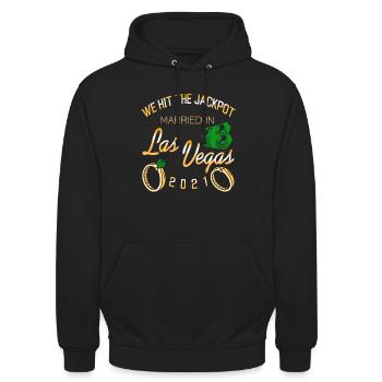 Nous avons touché le jackpot Mariés à Las Vegas 2021 Rétro - Sweat-shirt à capuche unisexe - noir - Devant - Alina (178cm) & Michal (187cm)