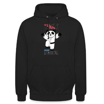 Niedlicher, aber gefährlicher Karate-Panda - Unisex Hoodie - Schwarz - Vorne - Alina (178cm) & Michal (187cm)