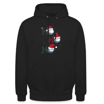 HoHoHo Lustiger Weihnachtsgolfer Golfball - Unisex Hoodie - Schwarz - Vorne - Alina (178cm) & Michal (187cm)