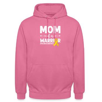 Maman D’un Guerrier, Ruban Jaune Spina Bifida - Sweat-shirt à capuche unisexe - rose - Devant - Alina (178cm) & Michal (187cm)