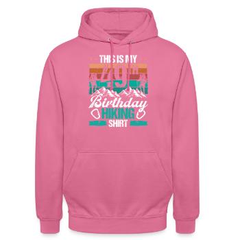 49 Year Old Hiking Men Mountain Climbing Nature - Unisex Hoodie - Pink - Vorne - Alina (178cm) & Michal (187cm)