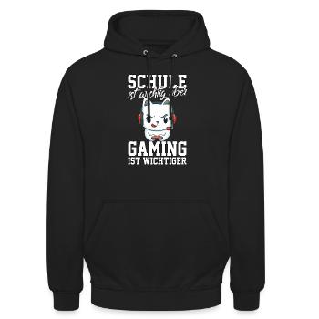 Gaming Katze - Computerspiele Videospiele Schule - Unisex Hoodie - Schwarz - Vorne - Alina (178cm) & Michal (187cm)