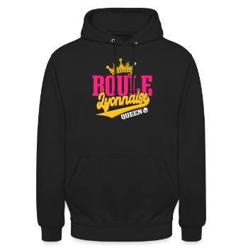 Boule Lyonnaise Queen Bouliste - Sweat-shirt à capuche unisexe - noir - Devant - Alina (178cm) & Michal (187cm)