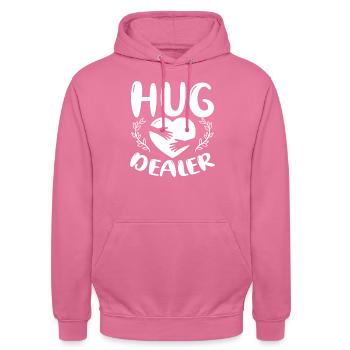 Hug Dealer Umarmung Freundschaft Liebe Zuneigung - Unisex Hoodie - Pink - Vorne - Alina (178cm) & Michal (187cm)