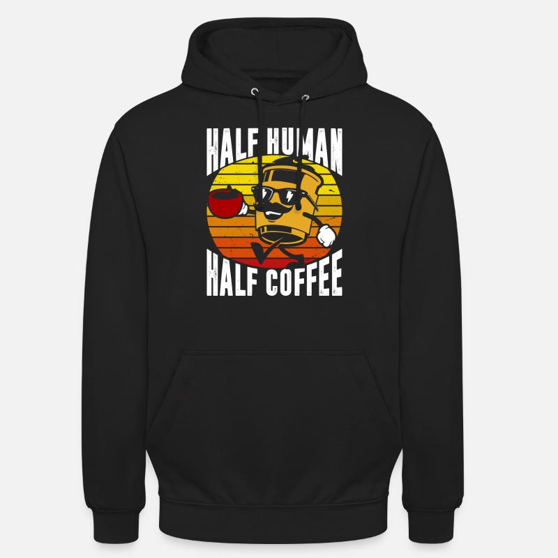Moitié humain moitié café - Sweat-shirt à capuche unisexe - noir