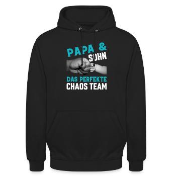 Papa und Sohn das perfekte Chaos Team - Unisex Hoodie - Schwarz - Vorne - Alina (178cm) & Michal (187cm)