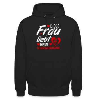 Diese Frau Liebt Ihren Feuerwehrmann Feuerwehr - Unisex Hoodie - Schwarz - Vorne - Alina (178cm) & Michal (187cm)