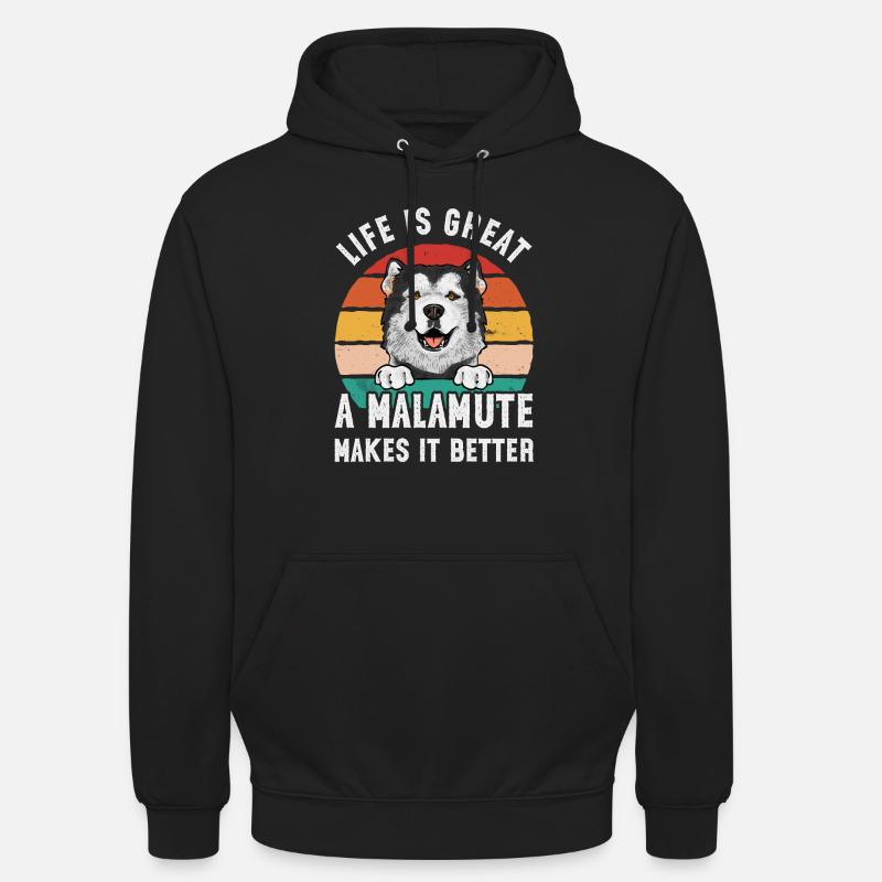 Chien Malamute d’Alaska - Sweat-shirt à capuche unisexe - noir