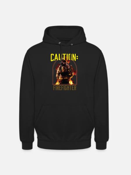Caution Firefighter Fire Rescue Fireman - Unisex Hoodie - black