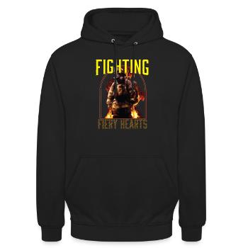 Fighting Fiery Hearts Fire Rescue Firefighting - Unisex Hoodie - Schwarz - Vorne - Alina (178cm) & Michal (187cm)