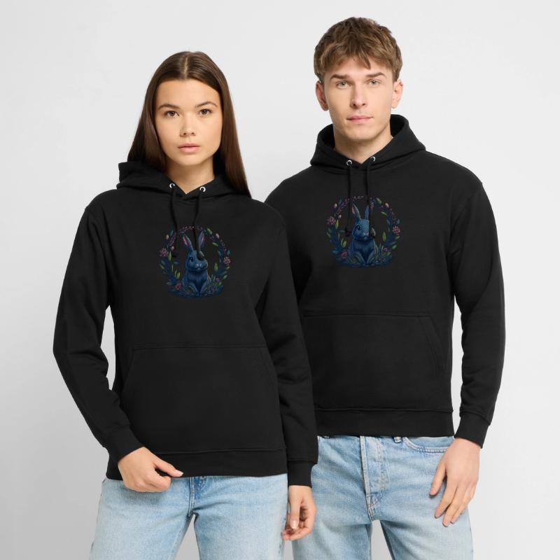 Rabbit with Easter eggs & spring flowers Easter Unisex Hoodie