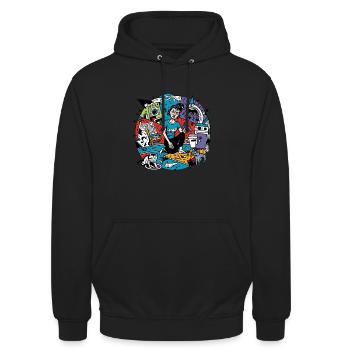 Scène du chaos des chats - Sweat-shirt à capuche unisexe - noir - Devant - Alina (178cm) & Michal (187cm)