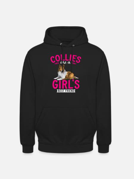 Longhair Collie Rough Collie Dog - Unisex Hoodie - black