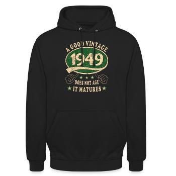 74th Birthday 1949 74 Good Vintage - Unisex Hoodie - black - Front - Alina (178cm) & Michal (187cm)