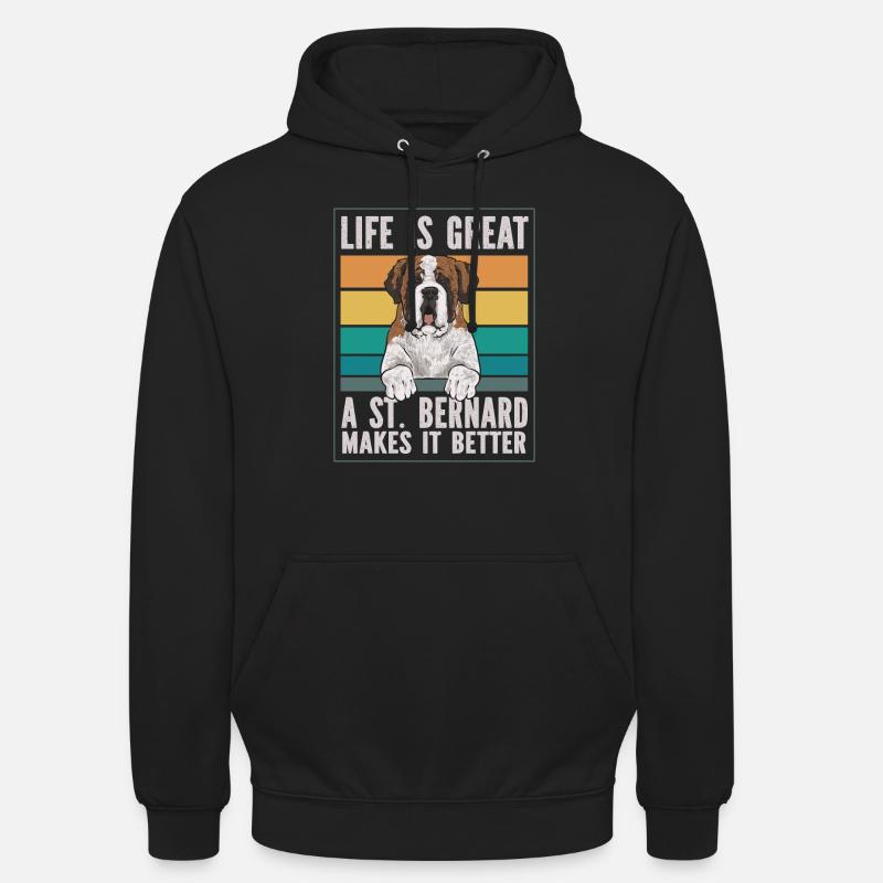 Saint-Bernard Chien Saint-Bernard - Sweat-shirt à capuche unisexe - noir