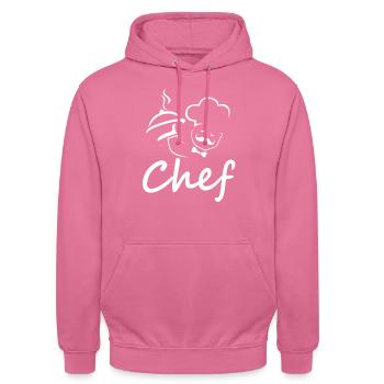 Chef Delicious Cook Cook Cuillère en bois cadeau - Sweat-shirt à capuche unisexe - rose - Devant - Alina (178cm) & Michal (187cm)