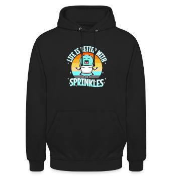 Life Is Better With Sprinkles - Unisex Hoodie - Schwarz - Vorne - Alina (178cm) & Michal (187cm)